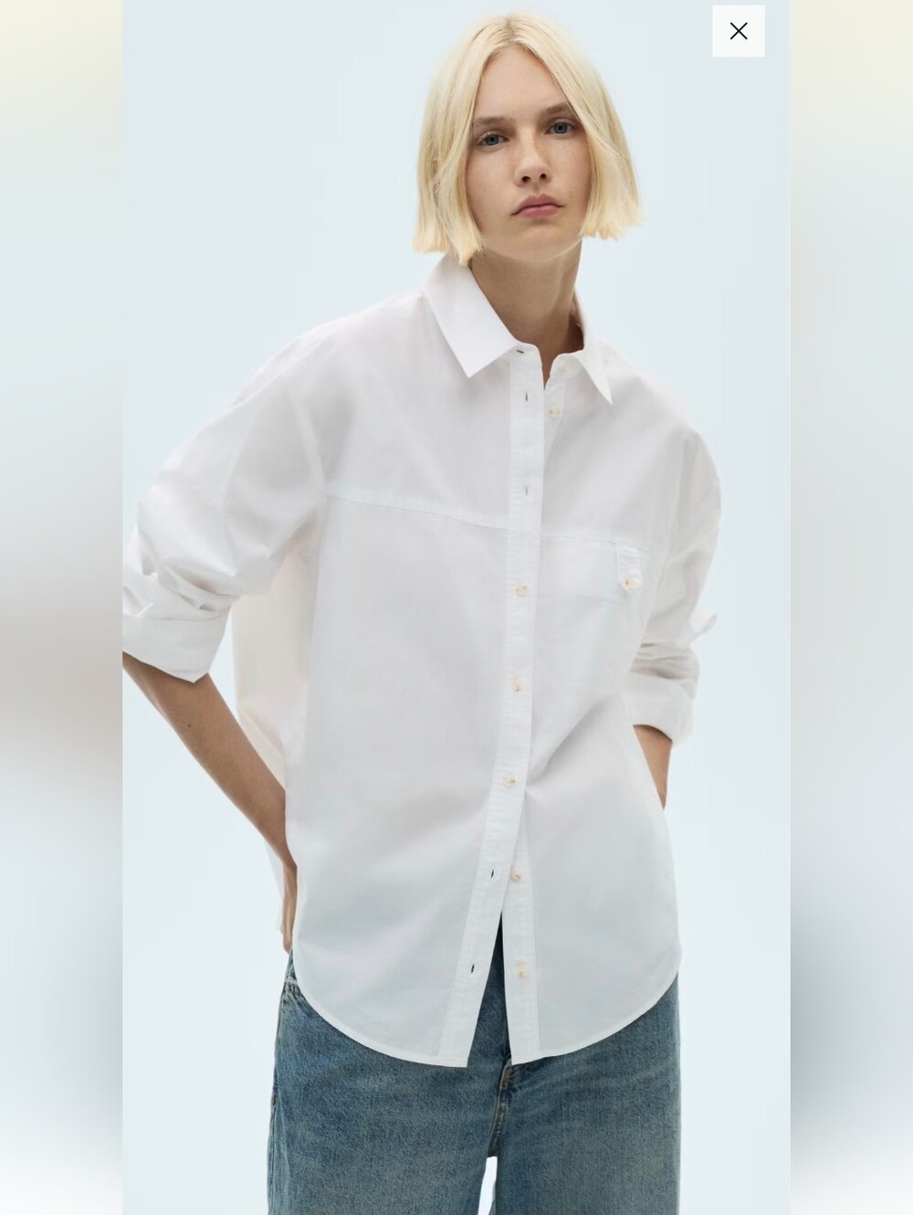 Cotton White Button Down shirt with decorative button